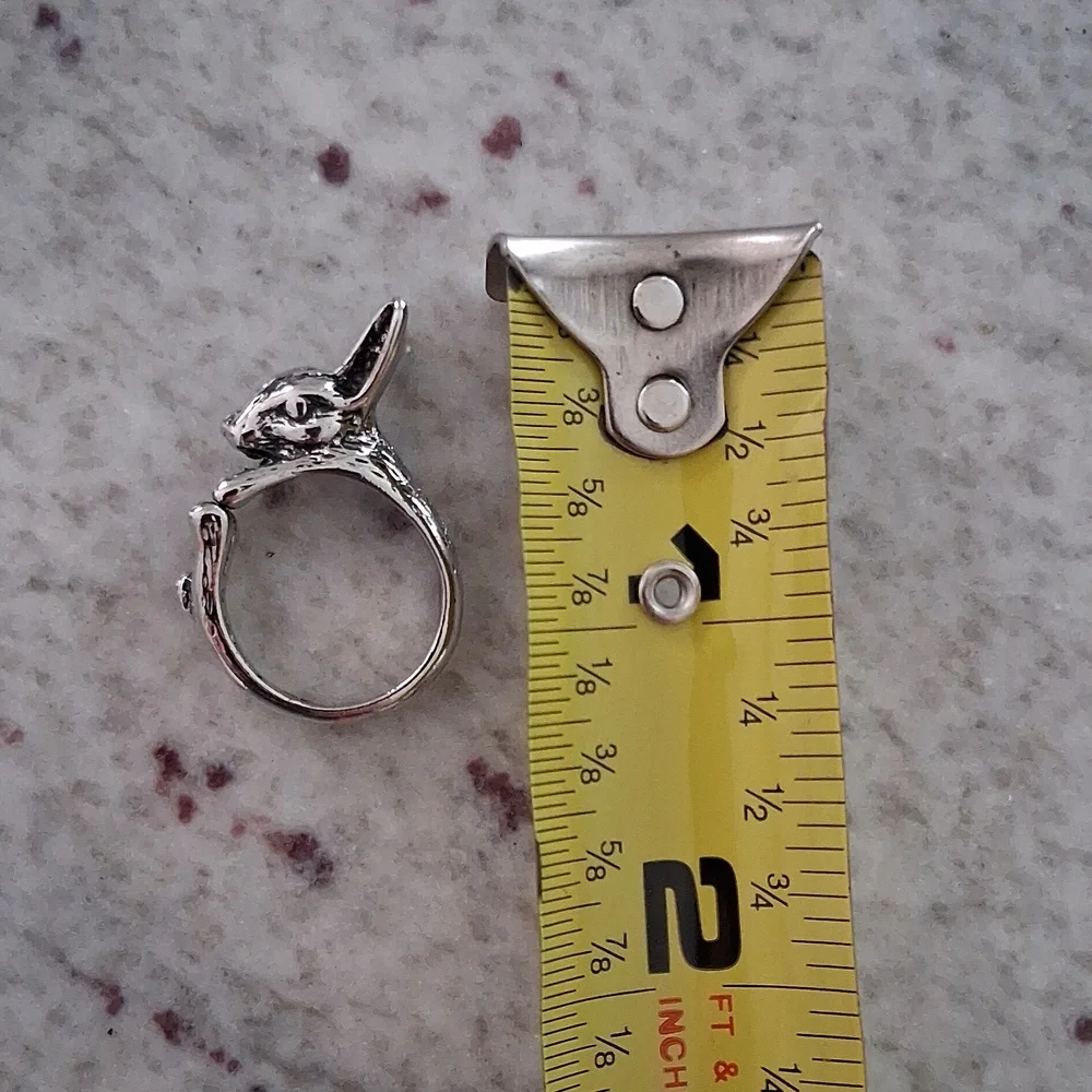 NWT Cute Silver Bunny Rabbit Wrap Around Adjustable Ring!